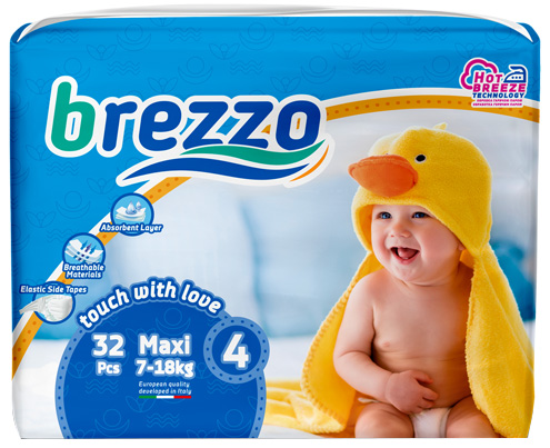 Підгузки дитячі Brezzo maxi 4 7-18 кг 32 шт.